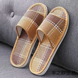 Rattan grass sandals women's summer non-slip couple sandals men's and women's new home indoor spring and autumn home cotton shoes order